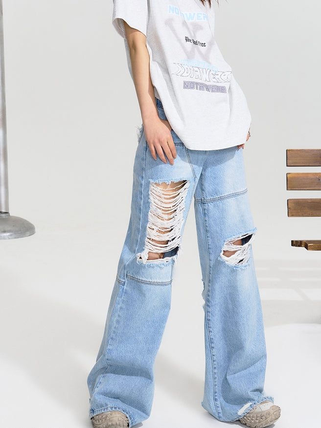 Damege Wide Denim Pants