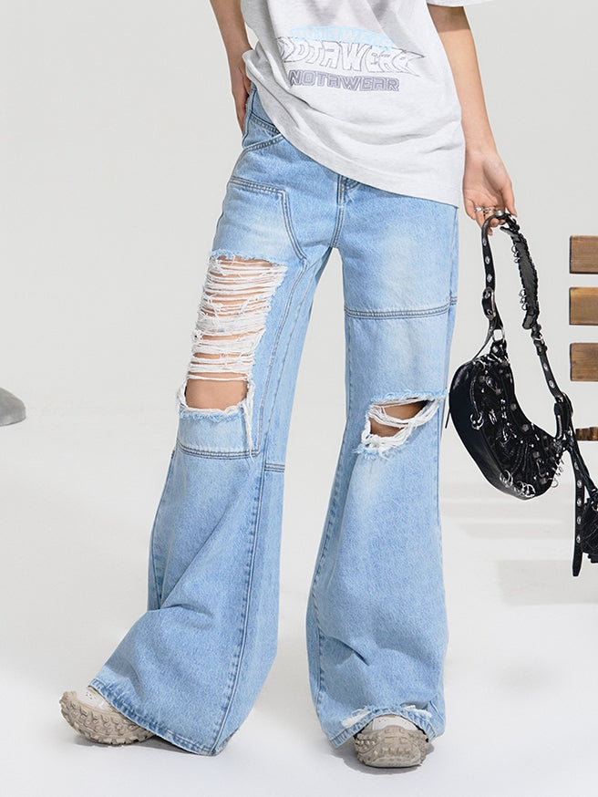Damege Wide Denim Pants