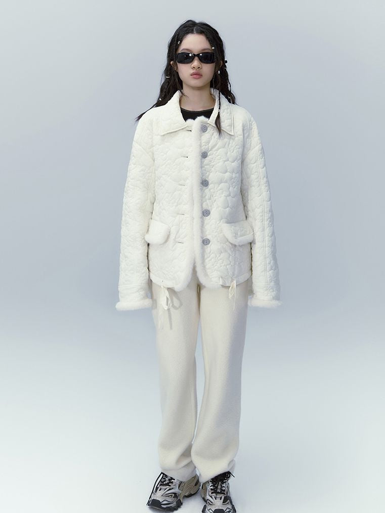 Quilting Fluffy FUR JACKET & SKIRT SET-UP