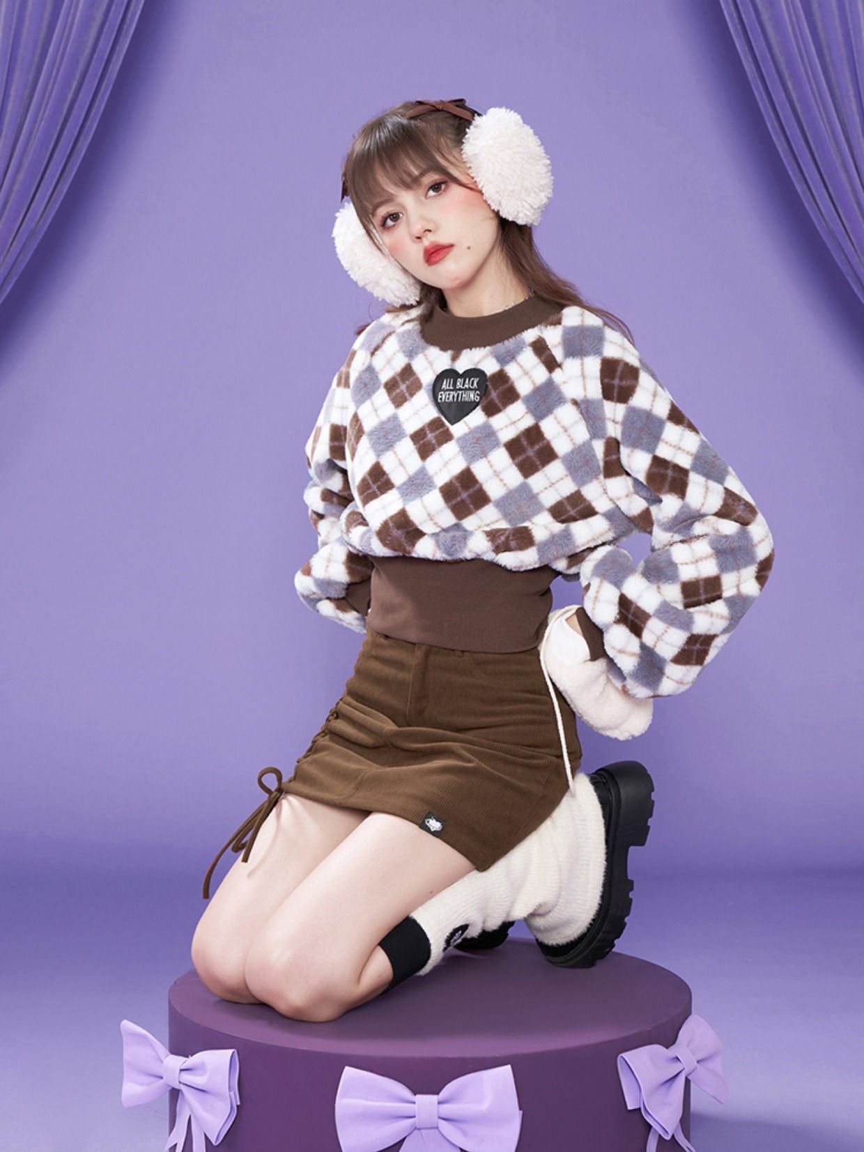 Argyle Retro Boa Pullover