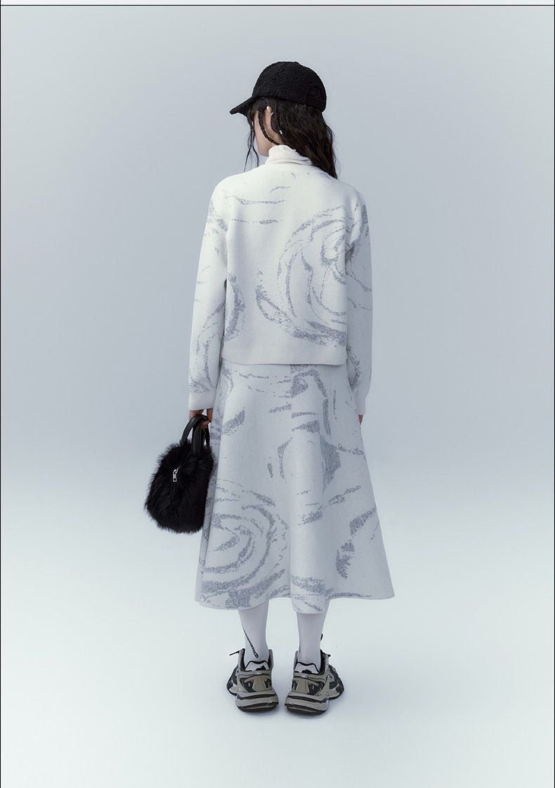 Marble Knit Nichi Cardigan & Skirt Set-UP