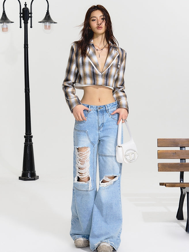 Damege Wide Denim Pants