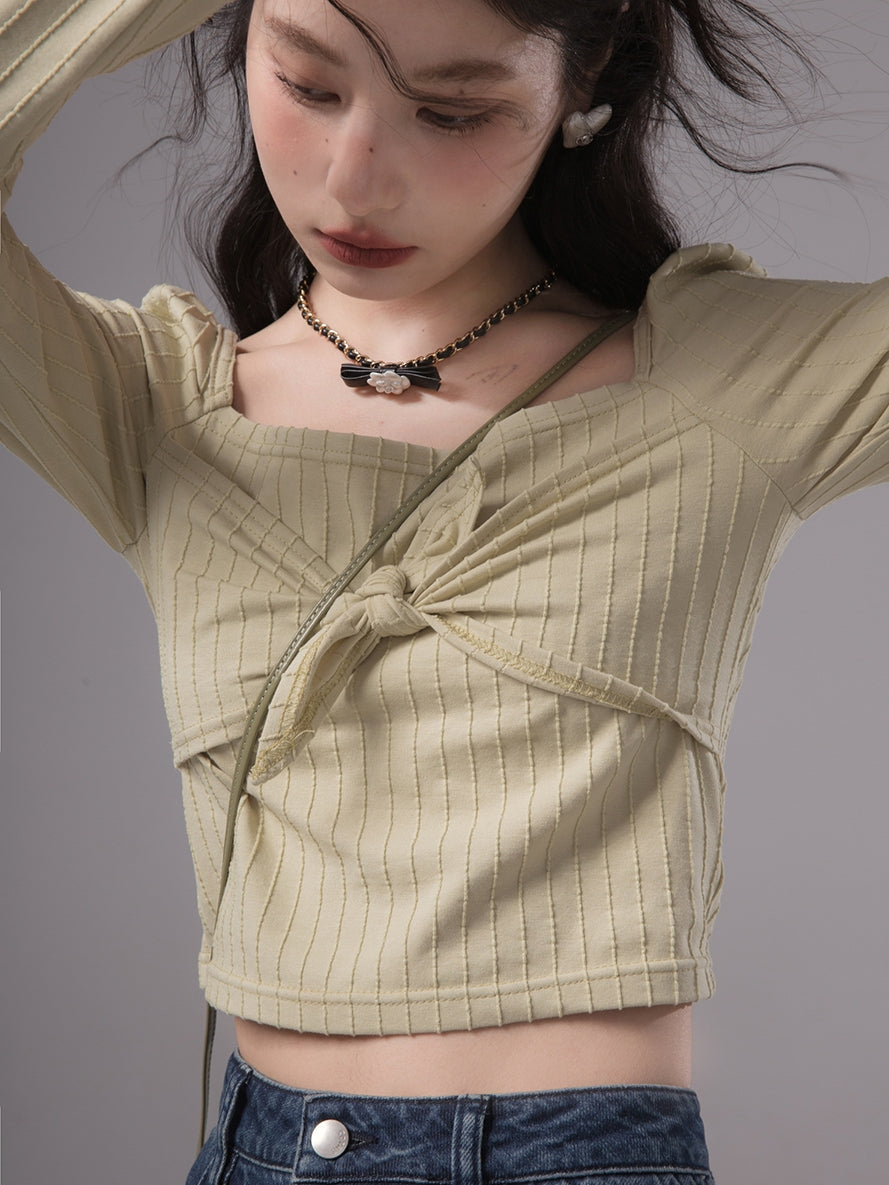 리본 니치 스퀘어 넥 컷