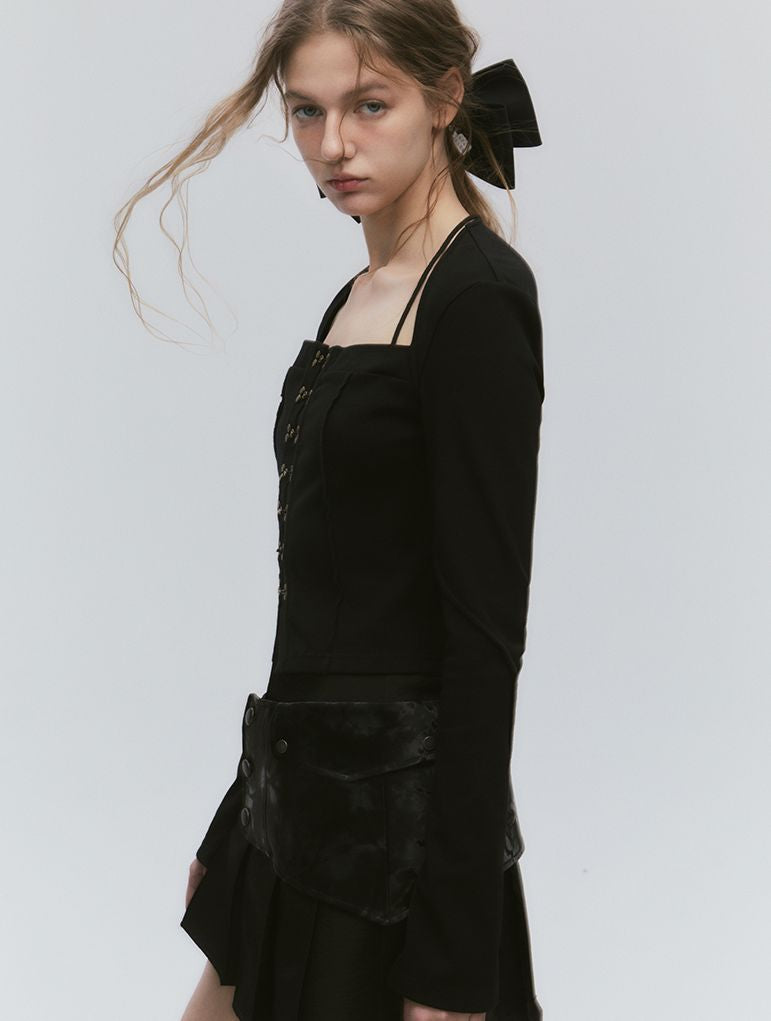 Nichi-Button Slim Vintage Retro Tops