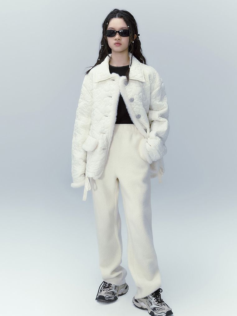 Quilting Fluffy FUR JACKET & SKIRT SET-UP