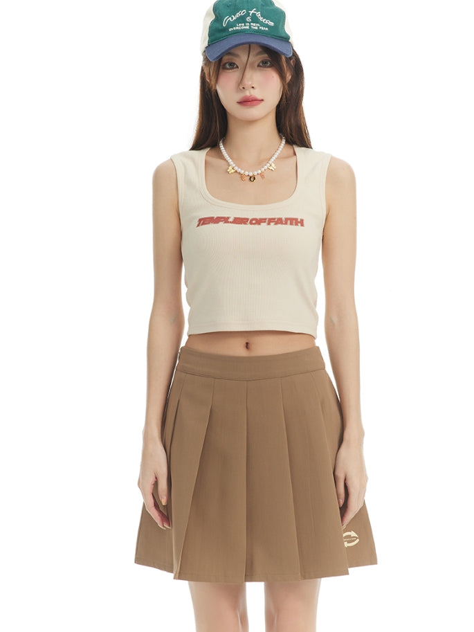 민소매 캐주얼 라인 로고 탱크 탑