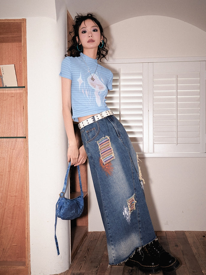 버섯 니치 캐주얼 슬림 티셔츠