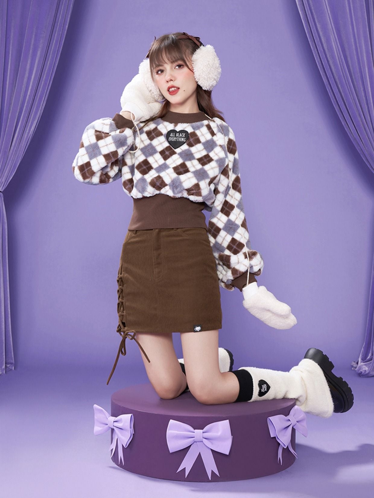 Argyle Retro Boa Pullover