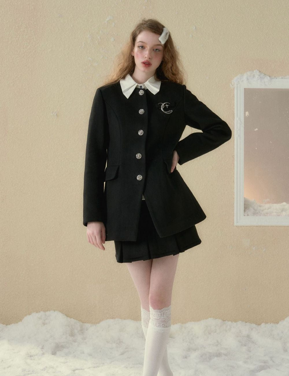 NO-COLLAR CLASSY SUIT JACKET & SKIRT