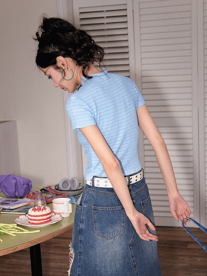 버섯 니치 캐주얼 슬림 티셔츠