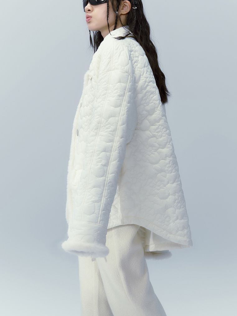 Quilting Fluffy FUR JACKET & SKIRT SET-UP