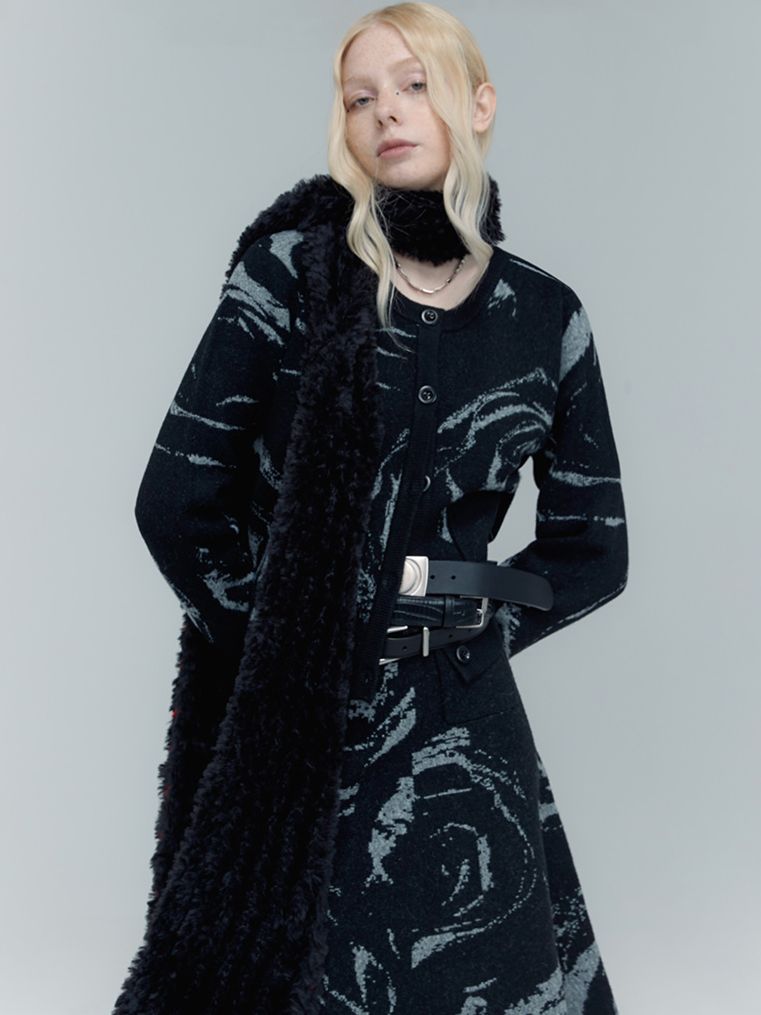 Marble Knit Nichi Cardigan & Skirt Set-UP