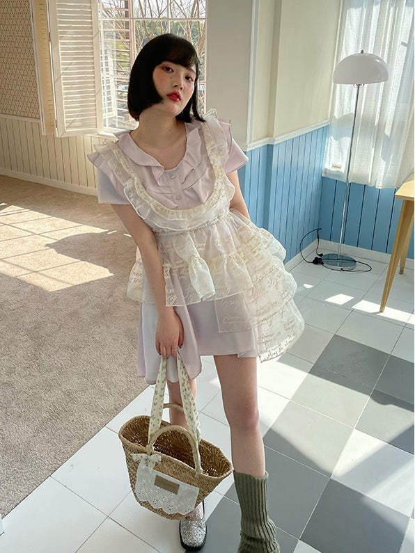 Asymmetriestufe-Peplum-durch-Durchsicht süße Bluse