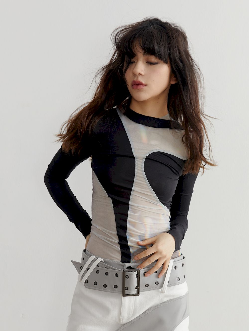 깎아 지른 모노톤 믹스 세련된 Cutsew