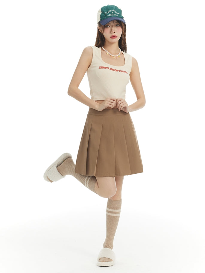 민소매 캐주얼 라인 로고 탱크 탑