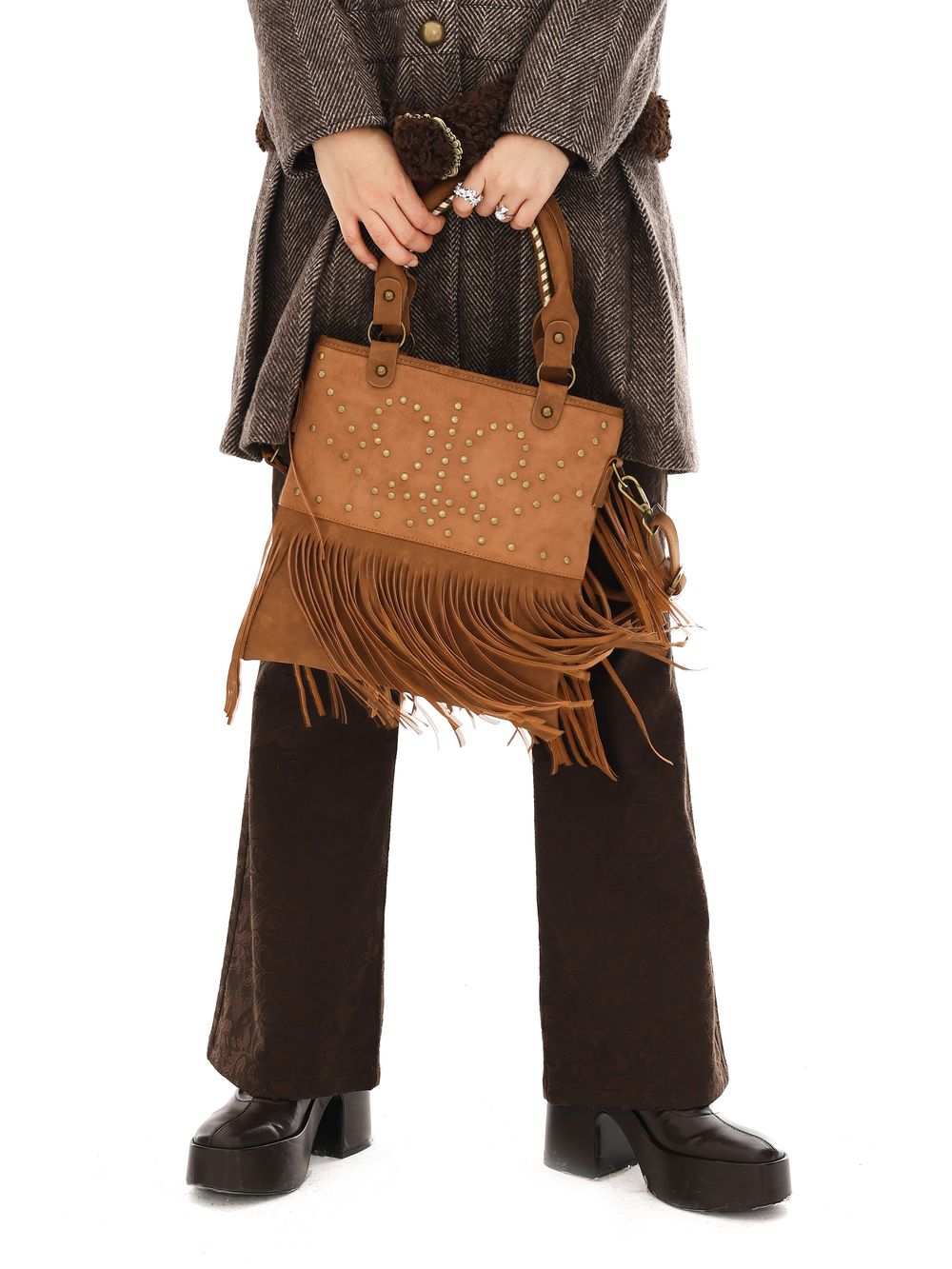 Studs 2way Western Fringe Bag -Yoshuyuki