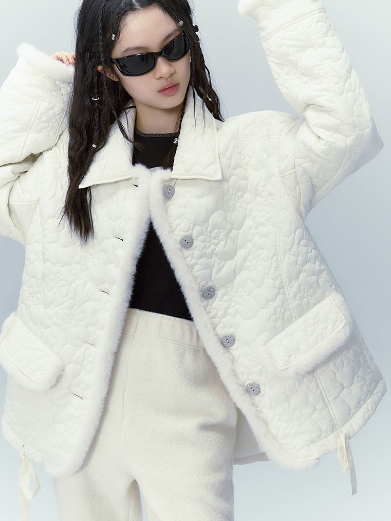 Quilting Fluffy FUR JACKET & SKIRT SET-UP