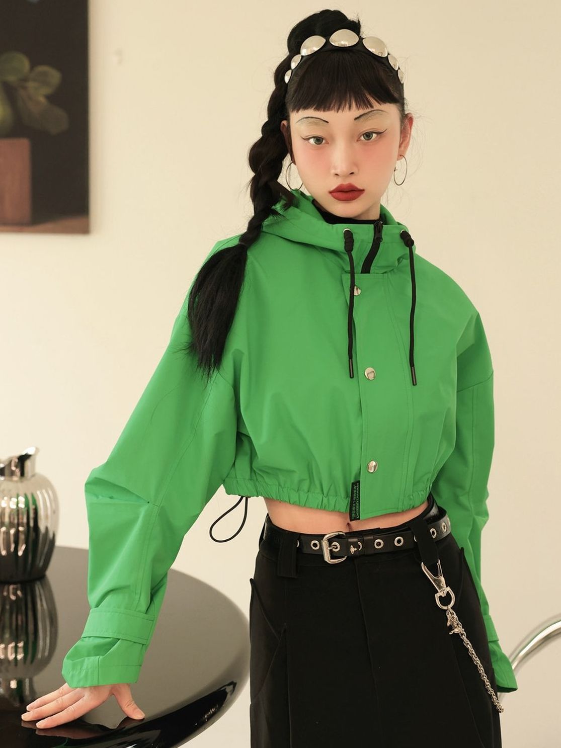 Parka décontractée à sweat à capuche court recadré