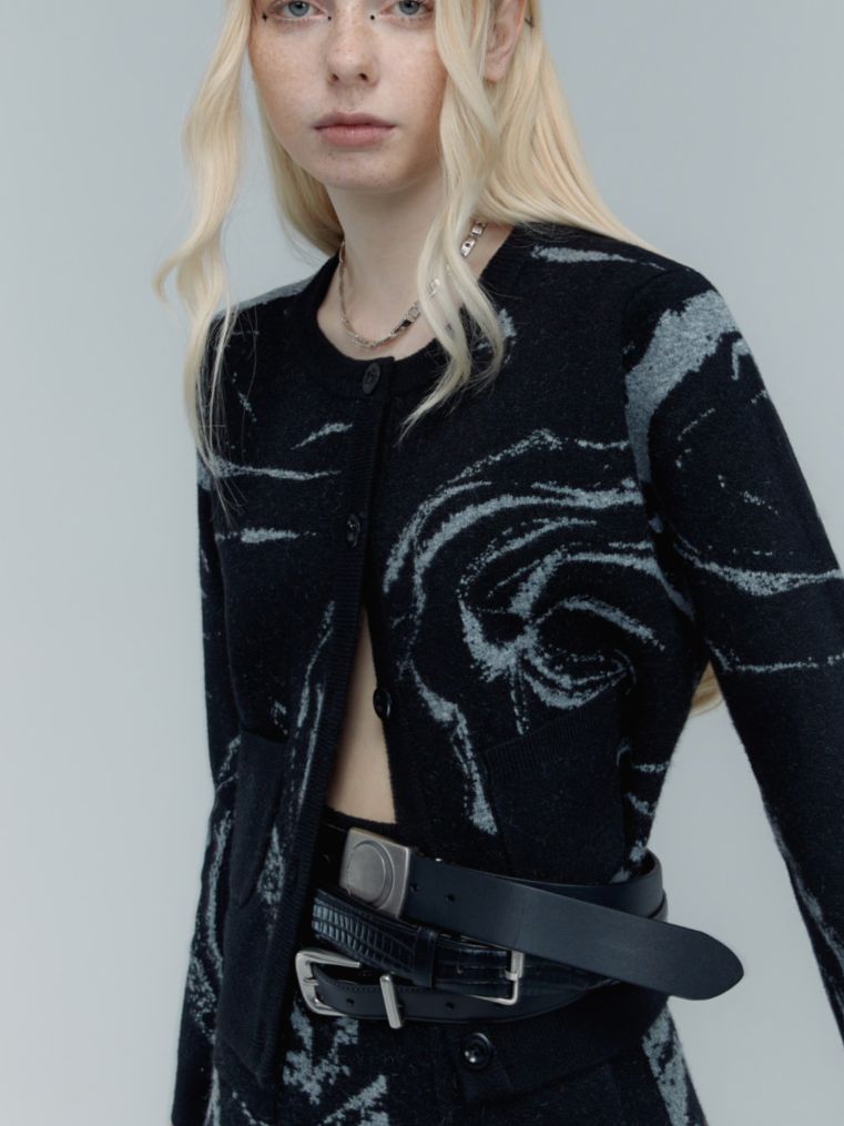 Marble Knit Nichi Cardigan & Skirt Set-UP