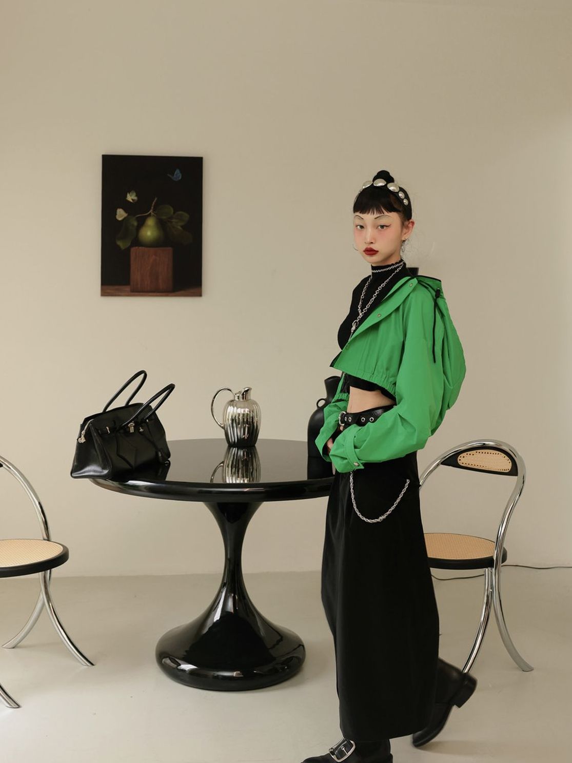 Parka décontractée à sweat à capuche court recadré