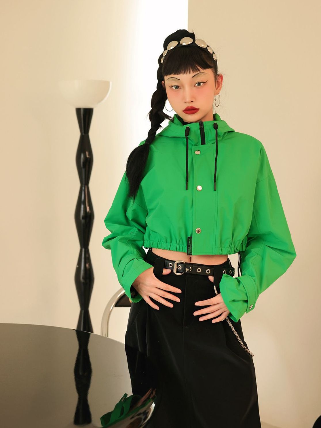 Parka décontractée à sweat à capuche court recadré