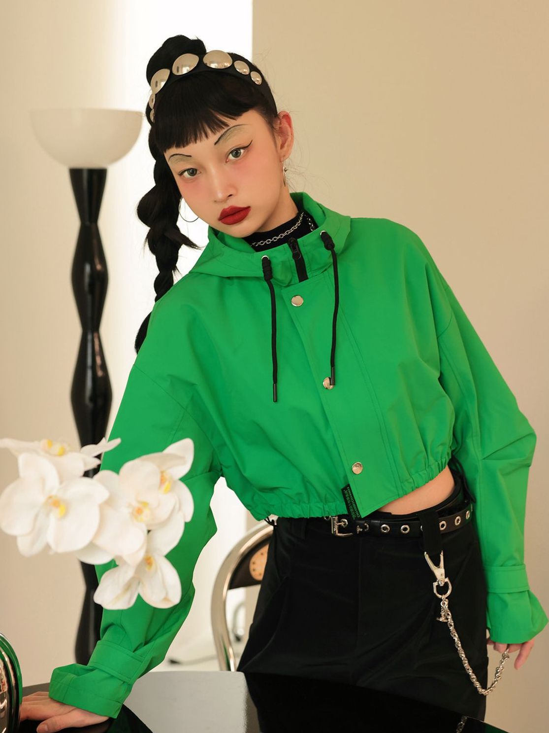 Parka décontractée à sweat à capuche court recadré