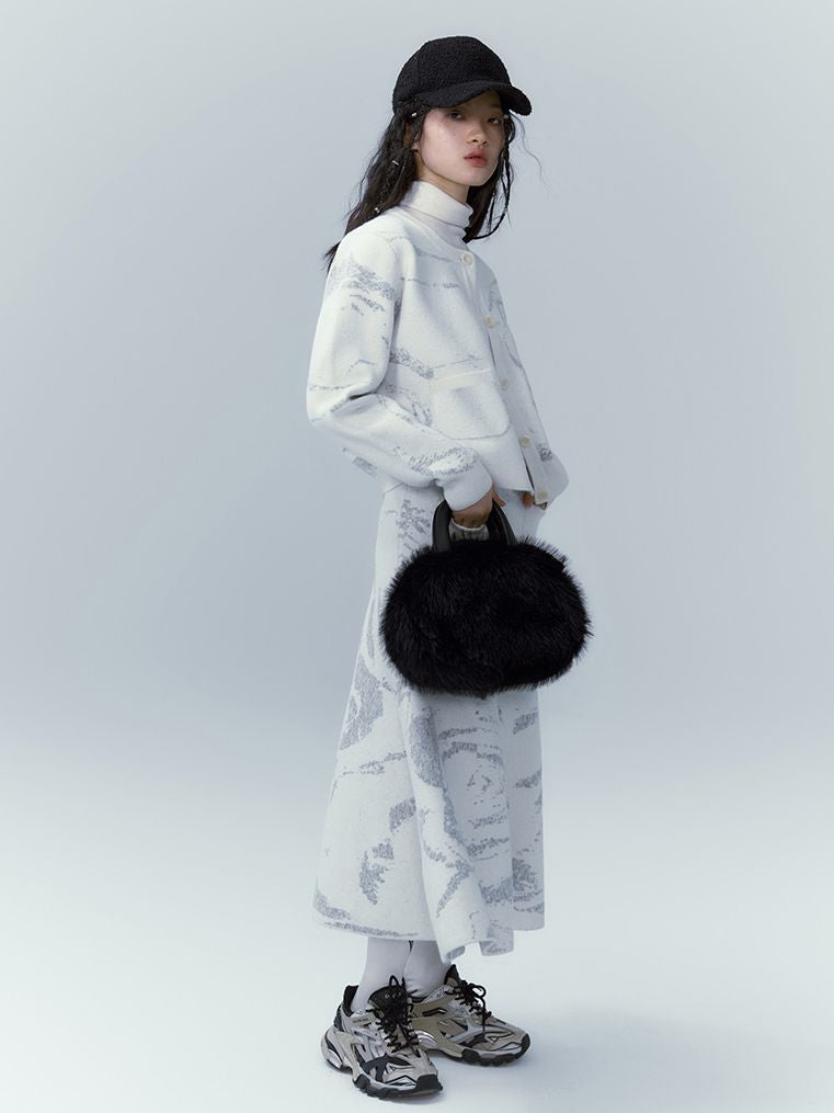 Marble Knit Nichi Cardigan & Skirt Set-UP