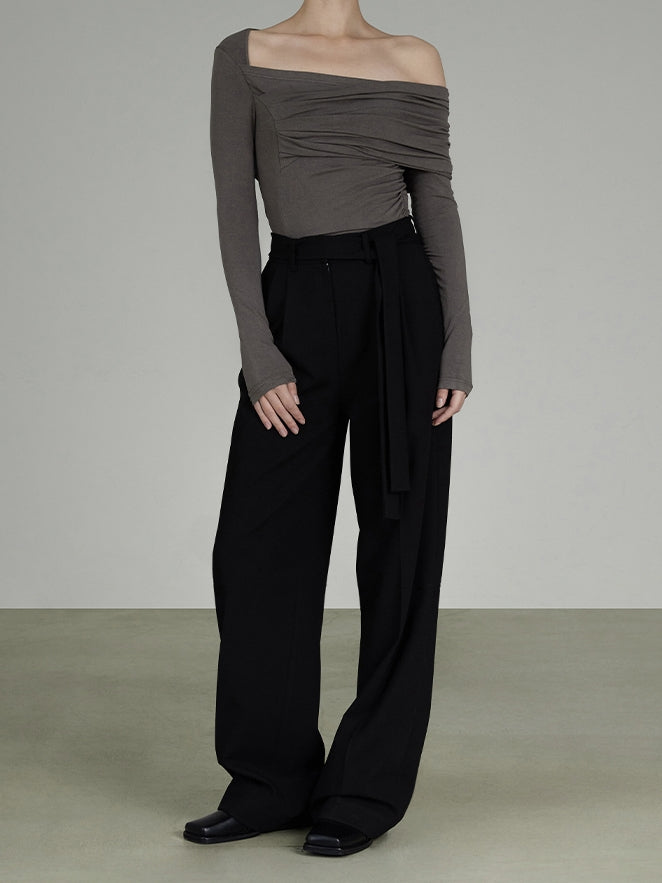 Off-Shoulder Wrinkled Classy Chic Cutsew