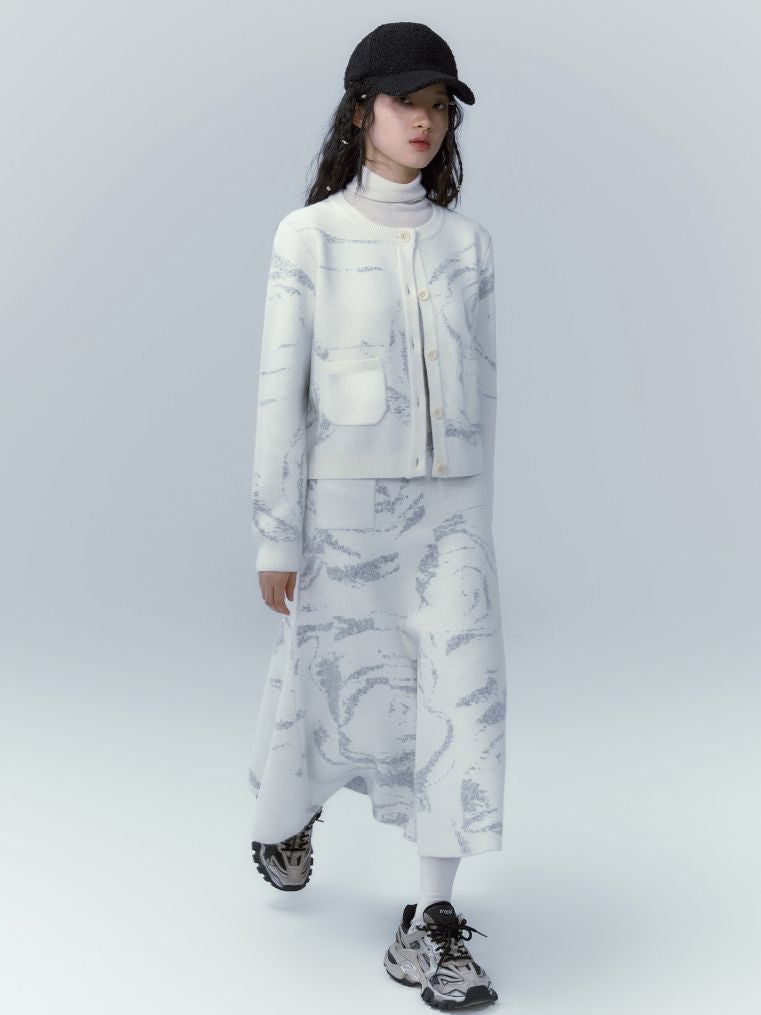 Marble Knit Nichi Cardigan & Skirt Set-UP