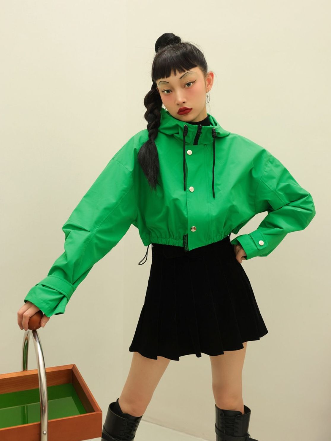 Parka décontractée à sweat à capuche court recadré