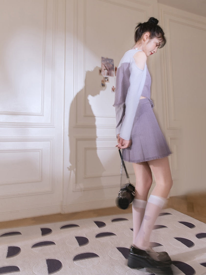 Denim Box Pleat Skirt