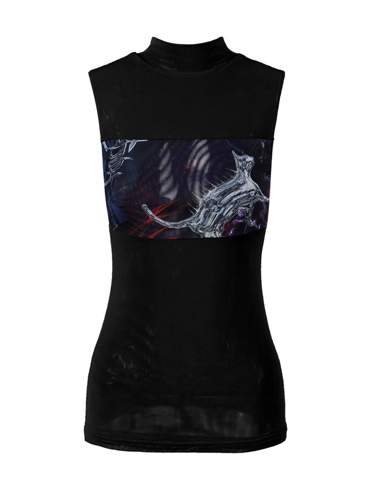 Psychedelic Mesh Sleeveless Top