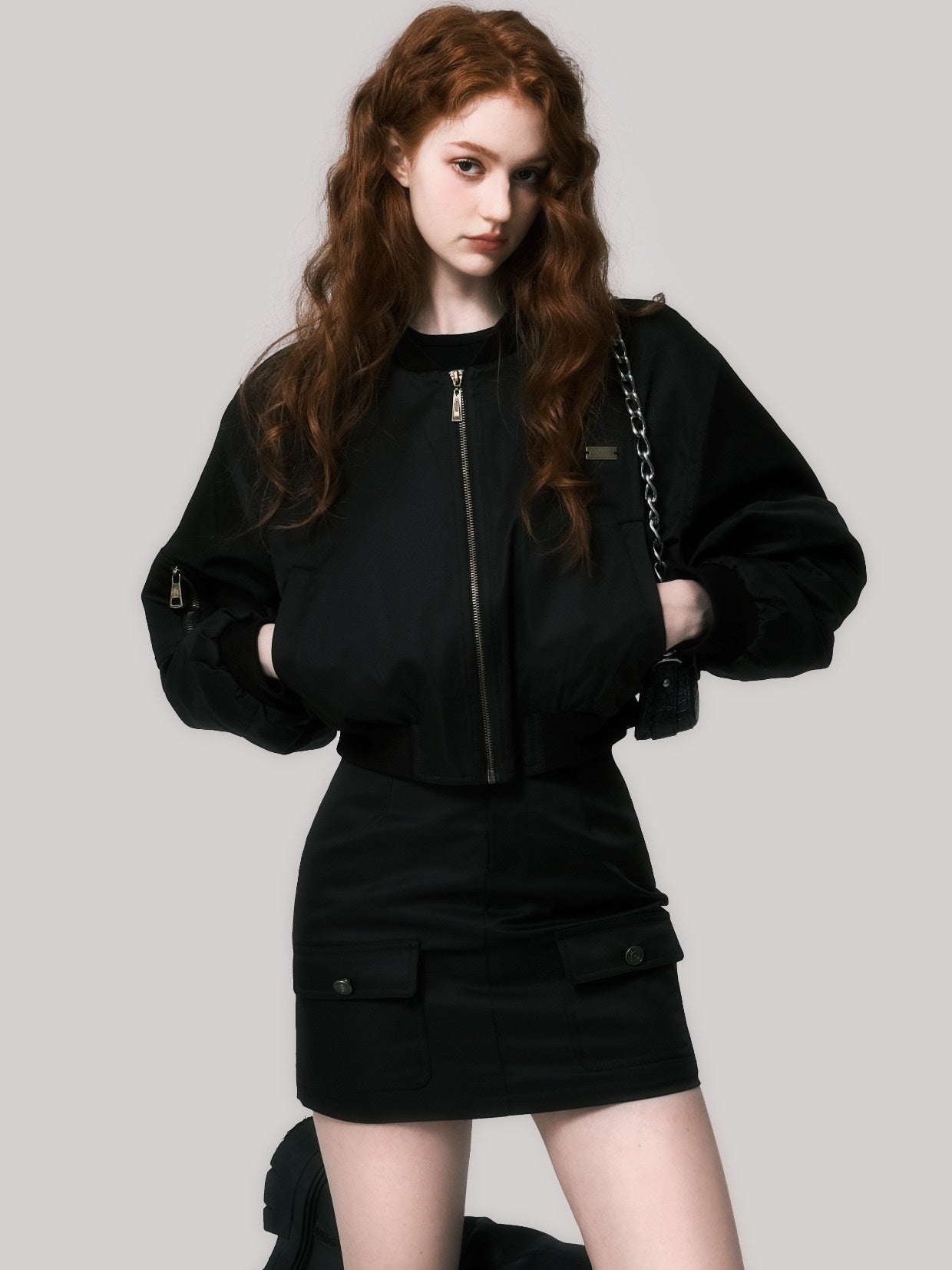 Jacket et jupe courte de baseball matelassé