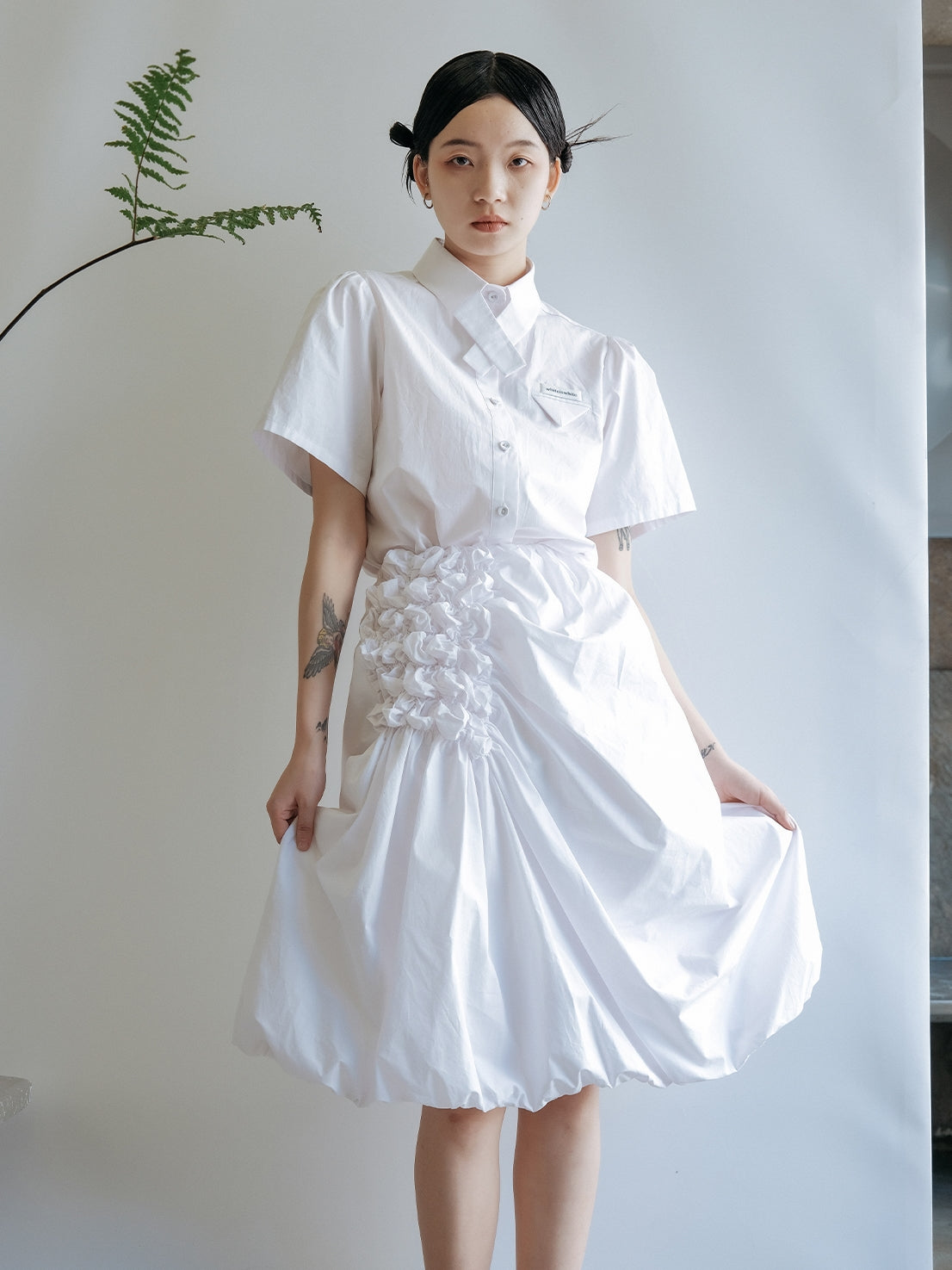 Asymmetric Pleated A-Line Skirt