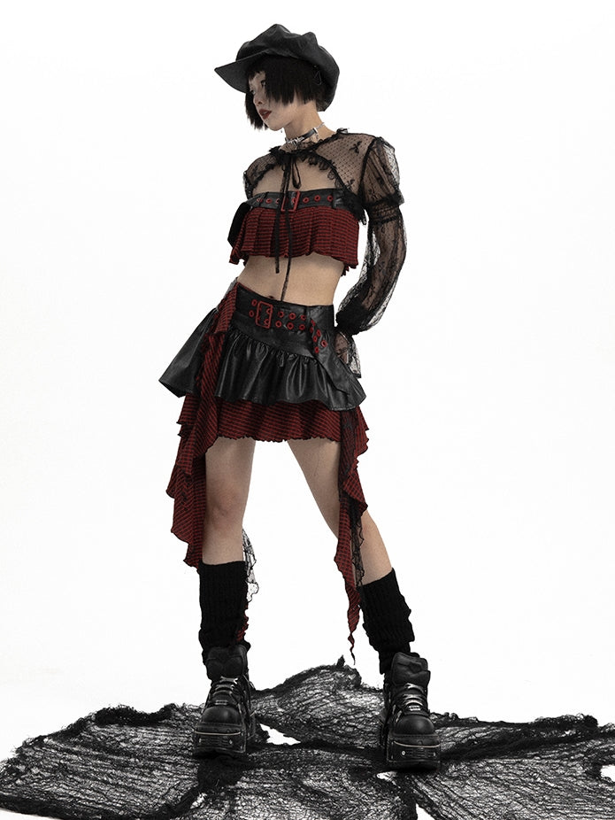 Y2K Goth lässiger unregelmäßiger Rock & Tubedeckel