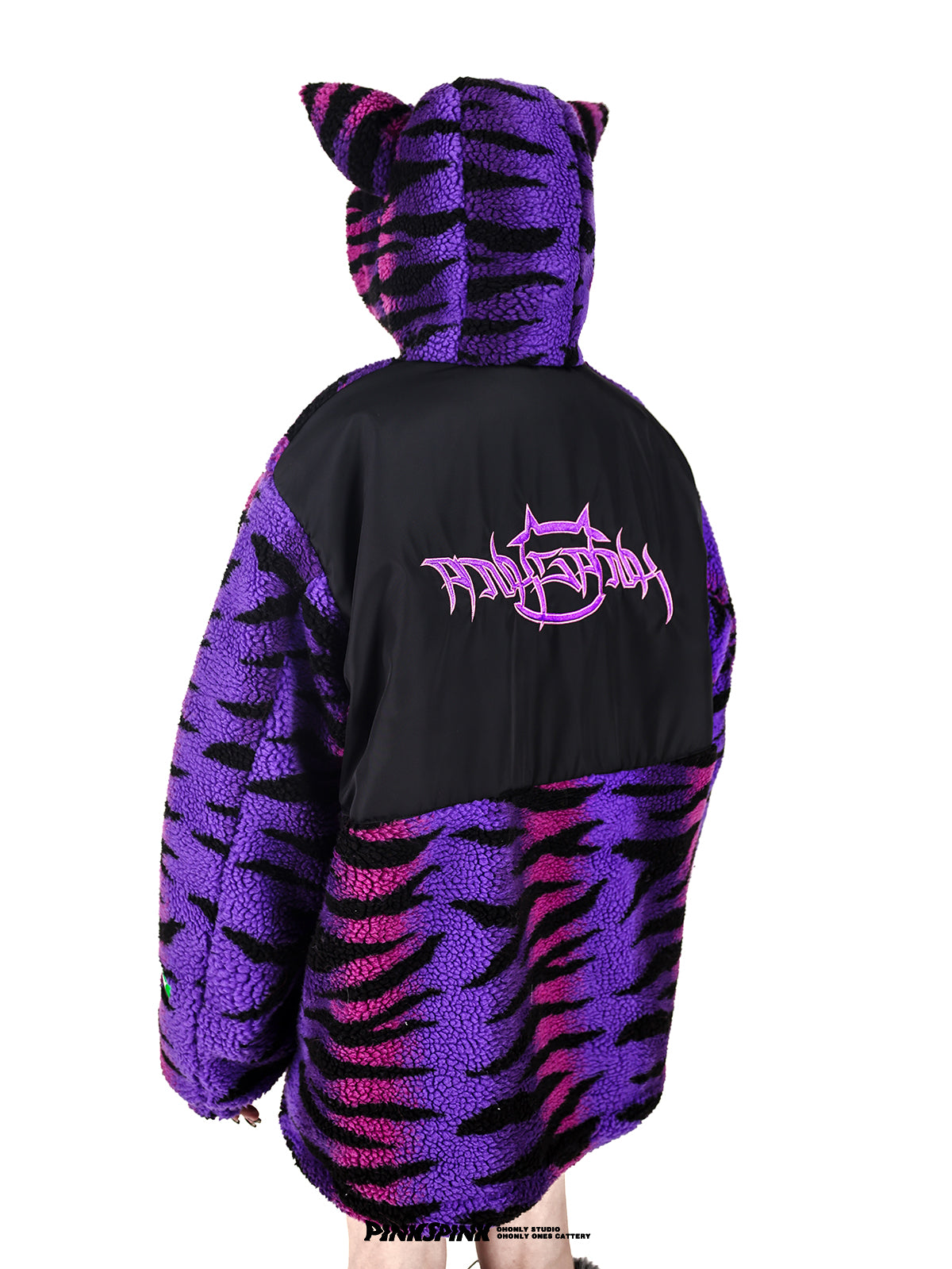 고양이의 호랑이 보아 오버 사이즈 블루슨