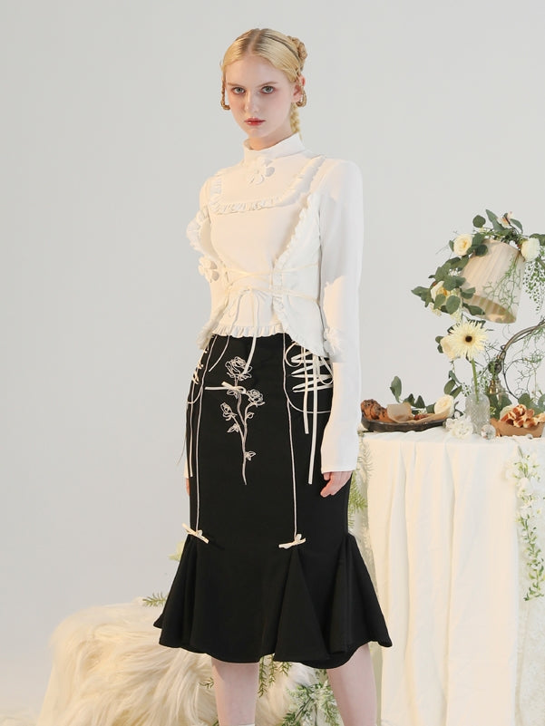 Rose Embroidery Mermaid Elegant Skirt - Group of Universe – ARCANA