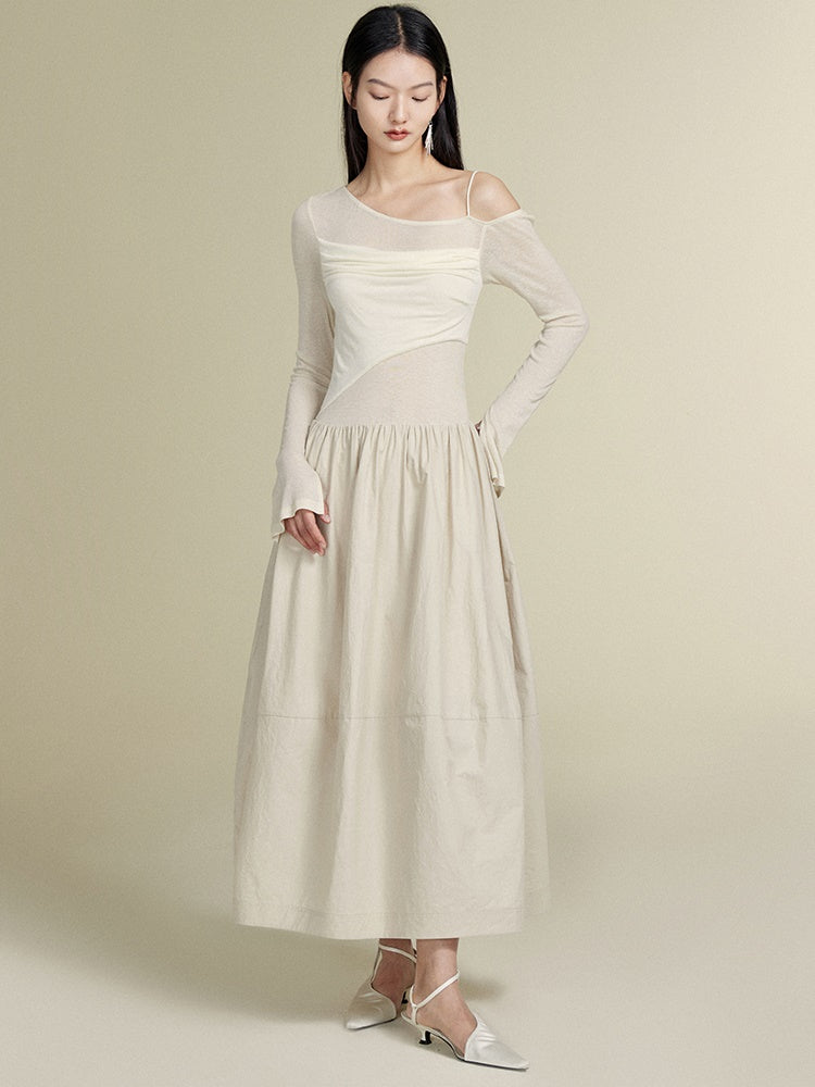 반 끈이없는 니트 원피스