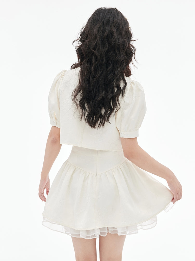 중국 스타일의 금속 나비 버클 탑 & 스커트