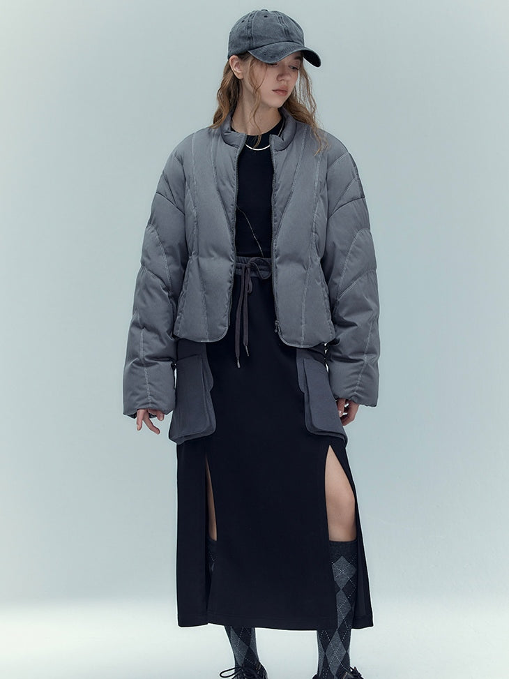 Lightweight Staggered Quilted Down Jacket