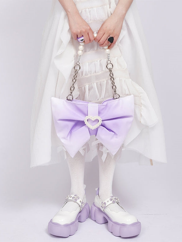 Bow One Shoulder Gradient Pleated Bag