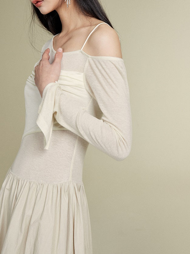 반 끈이없는 니트 원피스