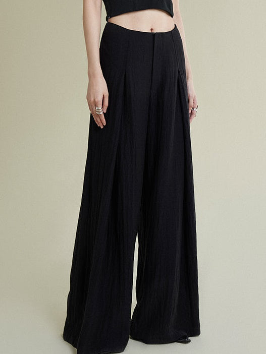 High-Low Drop Waist Wide-Leg Pants