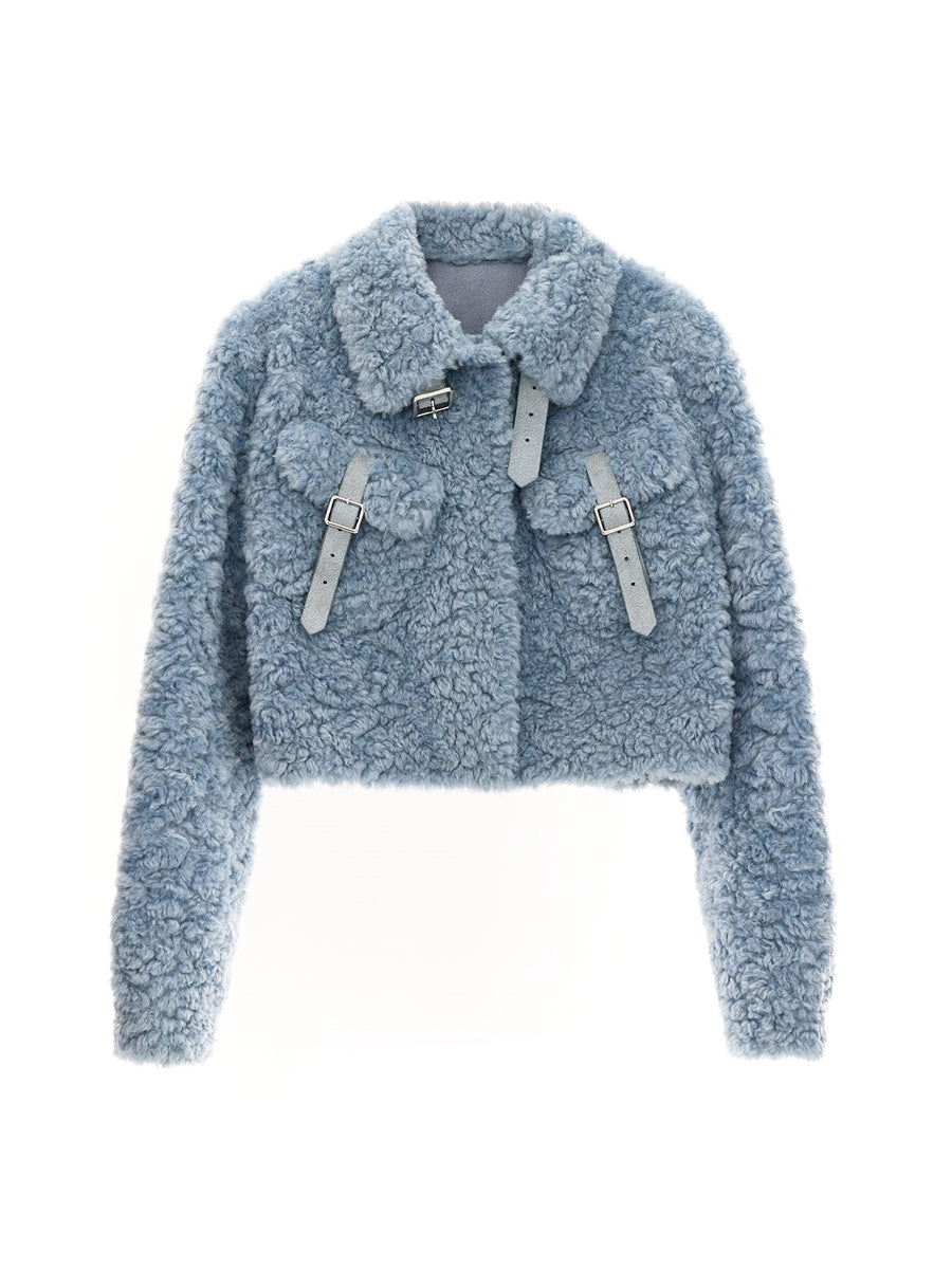 보아 자른 푹신한 복고풍 재킷