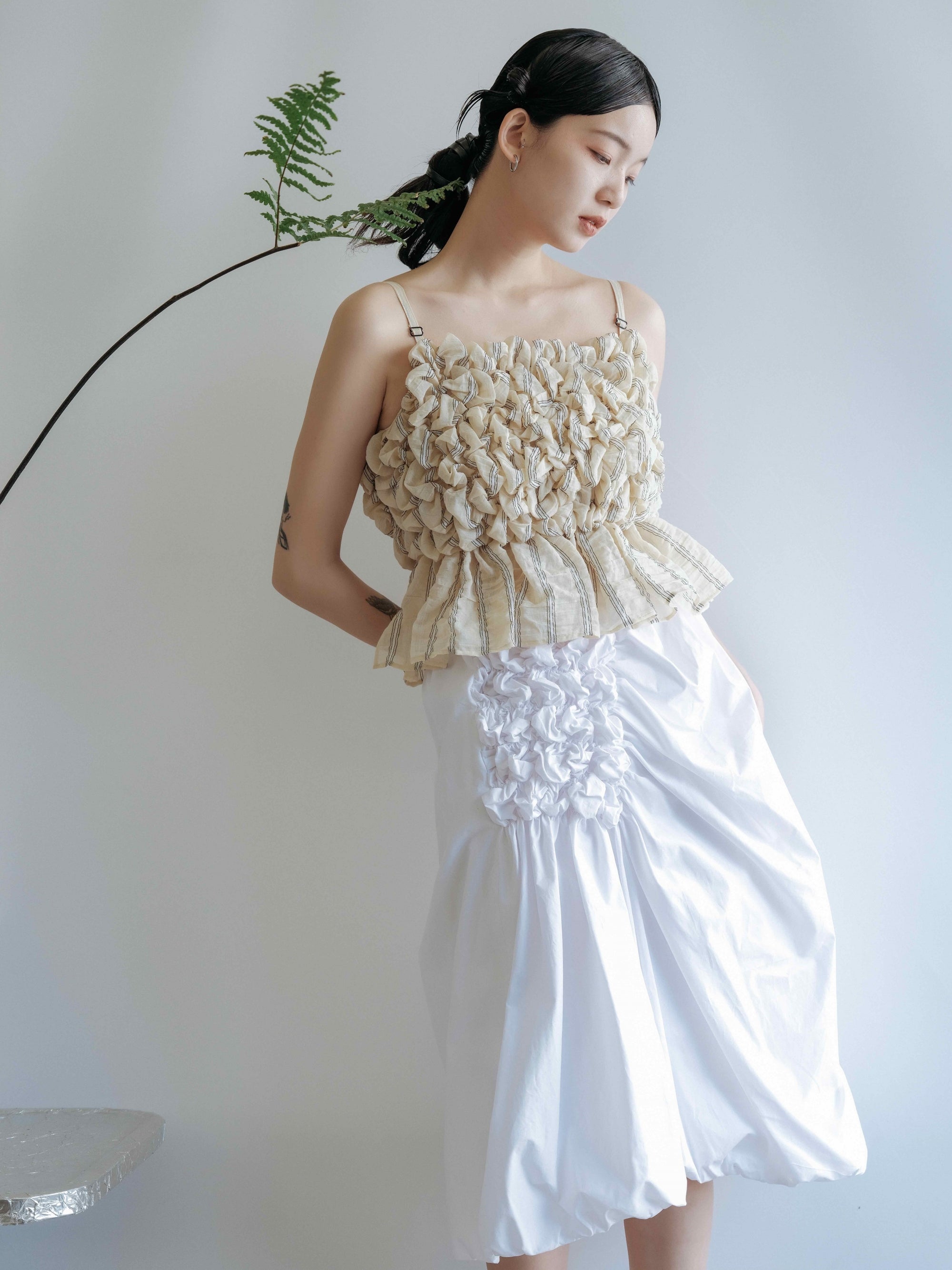 Asymmetric Pleated A-Line Skirt