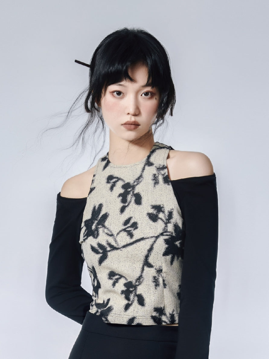 Flower Retro Unique Tight OPNE-SHOULDER CUTSEW