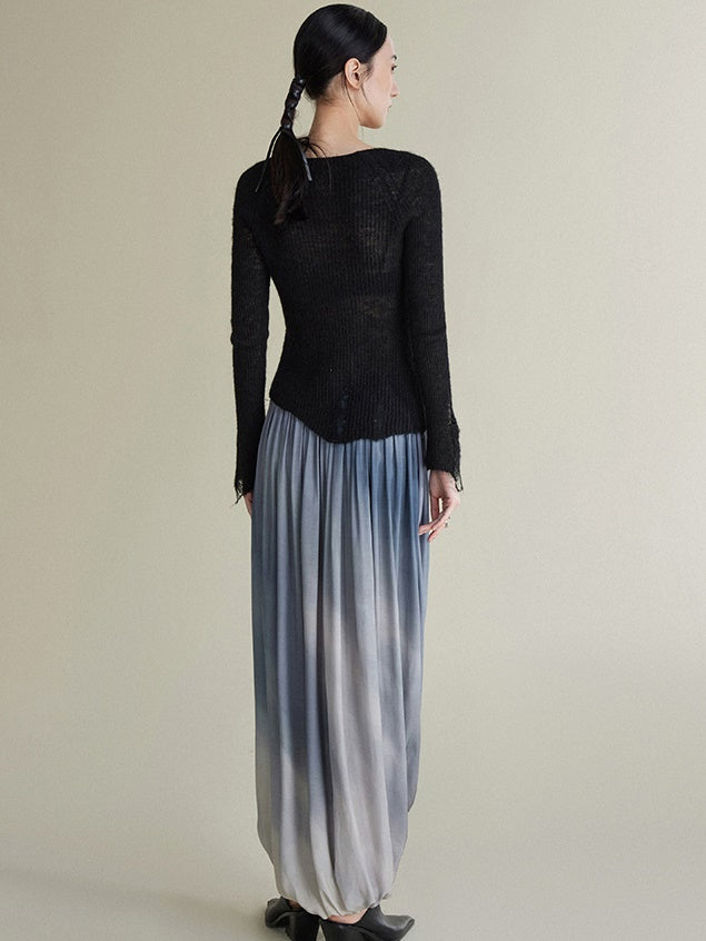 Asymmetrischer Mohair zerrissene Strickjacke