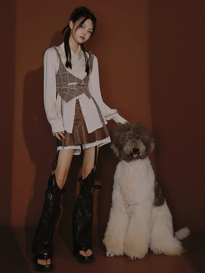 British Style Anzug Jacke & Shirt & Culottes