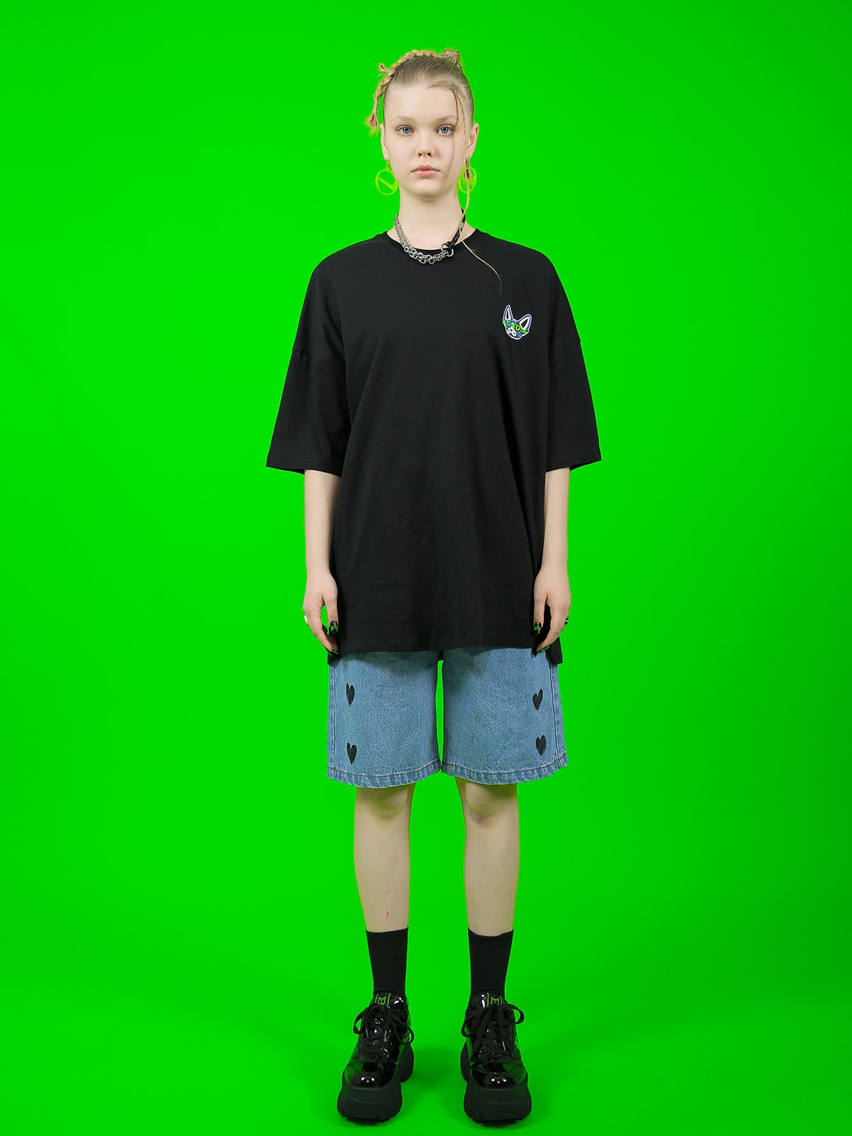 개 OnePoint 오버 사이즈 캐주얼 T 셔츠