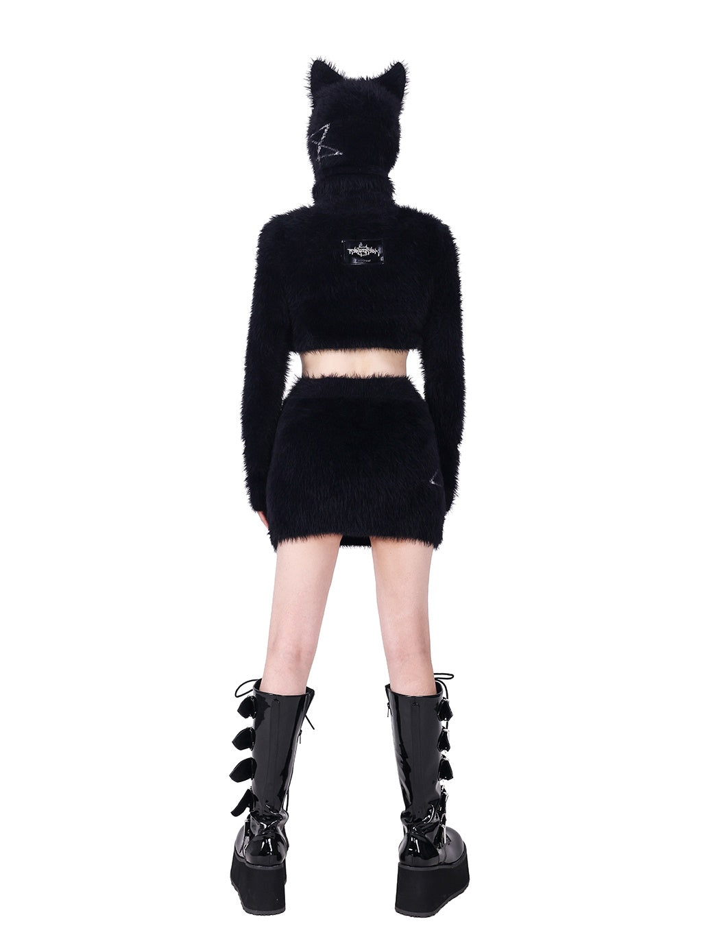 고양이 귀는 가면 니트 모자